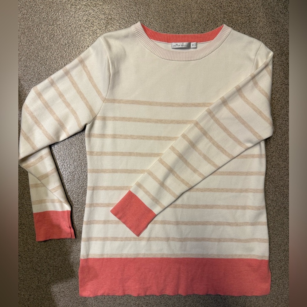 Peter Millar Cream and Coral Sweater